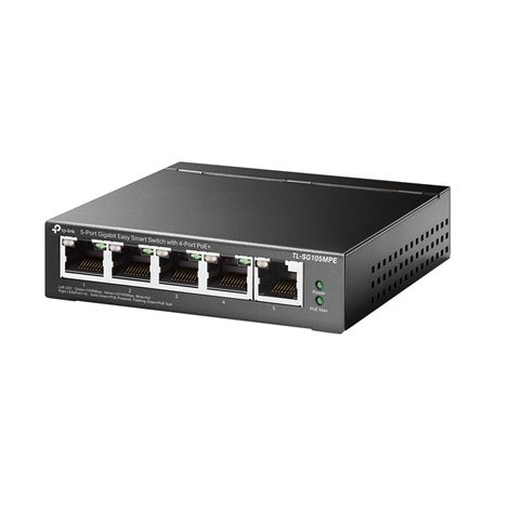 TP-LINK | 5-Port Gigabit Easy Smart Switch with 4-Port PoE+ | TL-SG105MPE | Managed L2 | Desktop | 1 Gbps (RJ-45) ports quantity